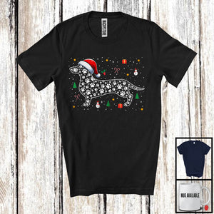 MacnyStore - Christmas Santa Dachshund Paws Shape; Amazing X-mas Snowing Dachshund; Family Group T-Shirt