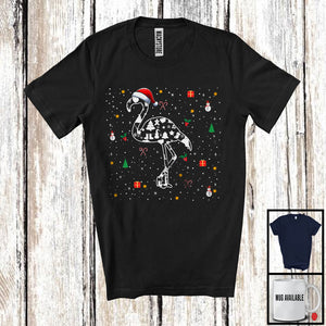 MacnyStore - Christmas Santa Flamingo Paws Shape; Amazing X-mas Snowing Flamingo; Family Group T-Shirt