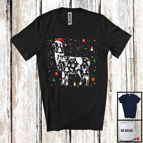 MacnyStore - Christmas Santa Llama Shape; Amazing X-mas Snowing Around Llama; Family Group T-Shirt