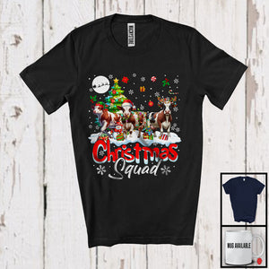 MacnyStore - Christmas Squad; Adorable Cow X-mas Tree Snowing; Cow Farm Farmer Family Group T-Shirt