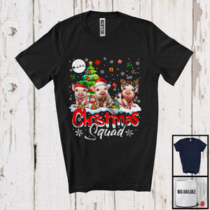 MacnyStore - Christmas Squad; Adorable Pig X-mas Tree Snowing; Pig Lover Farm Farmer Family Group T-Shirt