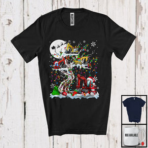 MacnyStore - Christmas Squad; Adorable Santa Elf Reindeer Excavator On X-mas Tree Snowing; Family Group T-Shirt