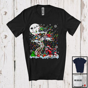 MacnyStore - Christmas Squad; Adorable Santa Elf Reindeer Motorbike On X-mas Tree Snowing; Family Group T-Shirt