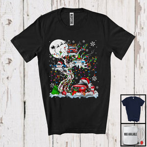 MacnyStore - Christmas Squad; Adorable Santa Elf Reindeer Police Car On X-mas Tree Snowing; Family Group T-Shirt