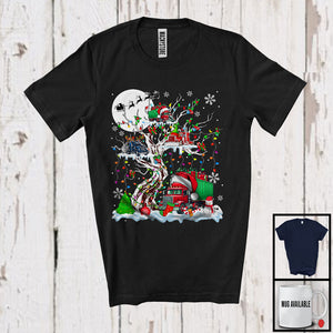 MacnyStore - Christmas Squad; Adorable Santa Elf Reindeer Truck On X-mas Tree Snowing; Family Group T-Shirt