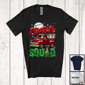 MacnyStore - Christmas Squad; Adorable X-mas Santa Corgi On Red Plaid Pickup Truck; Family Group T-Shirt