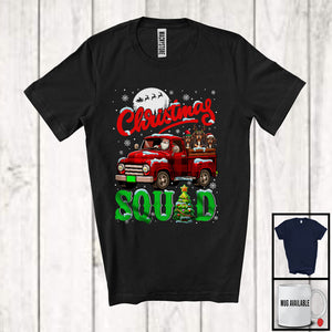 MacnyStore - Christmas Squad; Adorable X-mas Santa Dachshund On Red Plaid Pickup Truck; Family Group T-Shirt