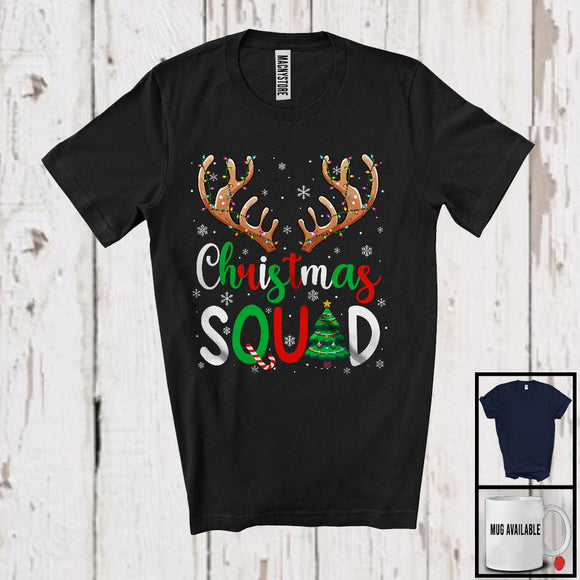 MacnyStore - Christmas Squad; Awesome Christmas Reindeer Horn Snowing; X-mas Tree Family Group T-Shirt