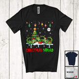 MacnyStore - Christmas Squad; Cheerful Reindeer Santa Elf Alligator; X-mas Alligator Animal Snowing T-Shirt