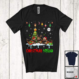 MacnyStore - Christmas Squad; Cheerful Reindeer Santa Elf Bearded Dragon; X-mas Animal Snowing T-Shirt