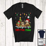 MacnyStore - Christmas Squad; Cheerful Reindeer Santa Elf Sloth; X-mas Sloth Animal Snowing T-Shirt