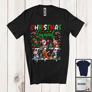 MacnyStore - Christmas Squad, Cheerful X-mas Dabbing Santa Elf Snowman Penguin, Friends Family Group T-Shirt