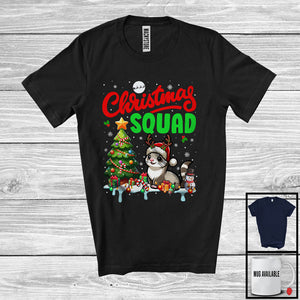 MacnyStore - Christmas Squad, Cheerful X-mas Tree Santa Reindeer Ferret, Snow Wild Animal Lover T-Shirt