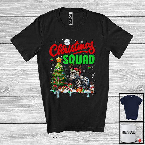 MacnyStore - Christmas Squad, Cheerful X-mas Tree Santa Reindeer Zebra, Snow Wild Animal Lover T-Shirt