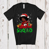 MacnyStore - Christmas Squad; Fantastic X-mas Black African American Santa Afro Woman; Snowing Family T-Shirt