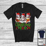 MacnyStore - Christmas Squad; Humorous X-mas Snowing Plaid Three Santa Bunnies; Wild Animal Lover T-Shirt