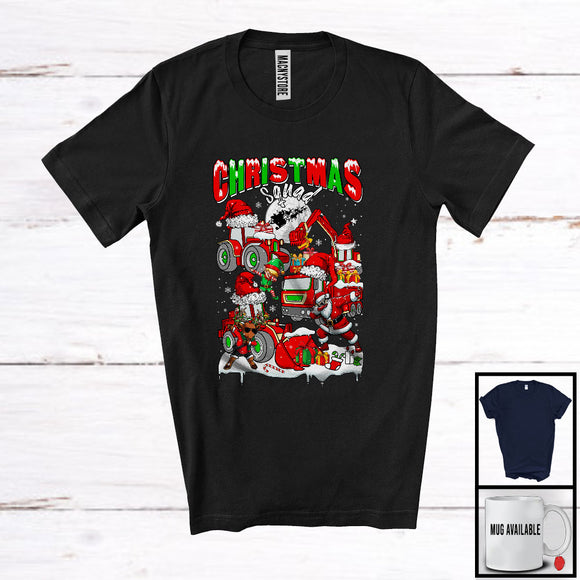 MacnyStore - Christmas Squad; Joyful X-mas Dabbing Santa Construction Trucks; Snowing Family Group T-Shirt