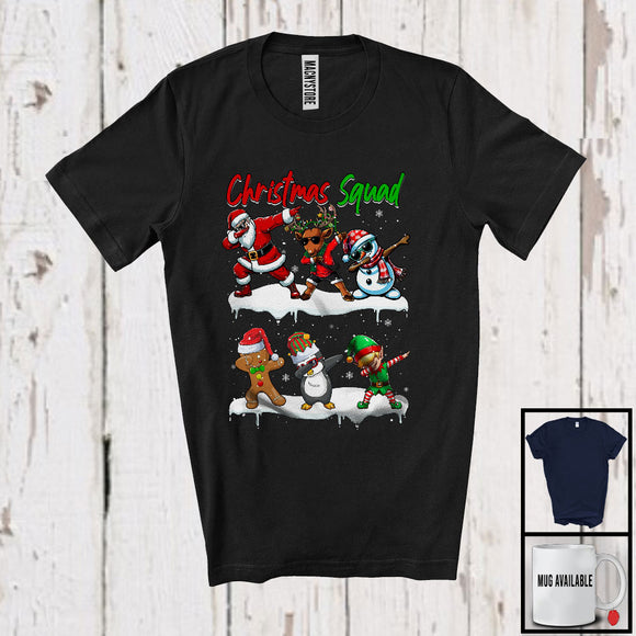 MacnyStore - Christmas Squad; Joyful X-mas Dabbing Santa Reindeer Elf Gingerbread; Friends Family Group T-Shirt