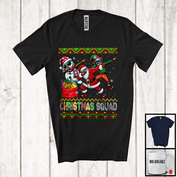 MacnyStore - Christmas Squad, Lovely X-mas Sweater Dabbing Snowman Santa Elf Snow Around, Family Group T-Shirt