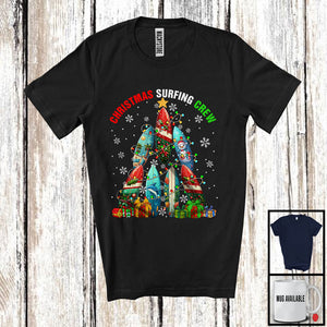 MacnyStore - Christmas Surfing Crew; Wonderful Christmas Tree Lights Surfing Equipment; X-mas Group T-Shirt