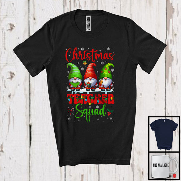 MacnyStore - Christmas Teacher Squad; Amazing Christmas Snowing Three Gnomes; Jobs Careers T-Shirt