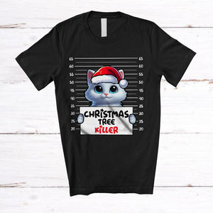 MacnyStore - Christmas Tree Killer; Humorous Christmas Santa Cat's Fault; Damage X-mas Tree T-Shirt