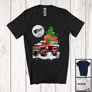 MacnyStore - Christmas Tree Presents On Pickup Truck; Amazing X-mas Moon Pickup Truck Driver; Snow Family T-Shirt