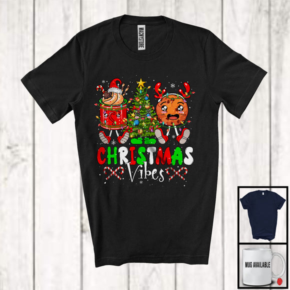 MacnyStore - Christmas Vibes; Awesome X-mas Lights Tree Santa Cookie Milk; Friends Family Group T-Shirt