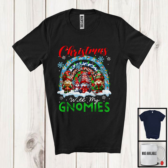 MacnyStore - Christmas With My Gnomies; Awesome X-mas Lights Rainbow Three Gnomes; Pajama Family T-Shirt