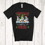 MacnyStore - Christmas With My Herd; Fantastic X-mas Tree Snowing Three Santa Goat; Red Plaid Farmer T-Shirt