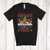 MacnyStore - Christmas With My Herd; Fantastic X-mas Tree Snowing Three Santa Reindeer; Red Plaid Farmer T-Shirt