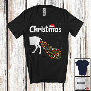 MacnyStore - Christmas; Humorous Merry Christmas Half Reindeer Sweater Snow; Couple Pajamas Family Group T-Shirt