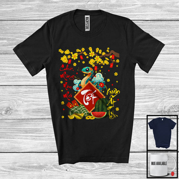 MacnyStore - Chuc Mung Nam Moi Tet At Ty; Adorable Happy Lunar New Year Snake Flowers; Vietnam Family T-Shirt