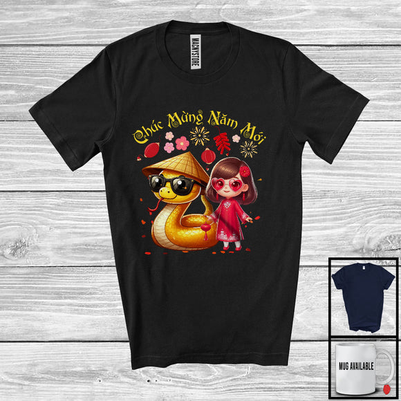 MacnyStore - Chuc Mung Nam Moi; Adorable Happy Lunar New Year Snake Girl; Vietnam Family Group T-Shirt