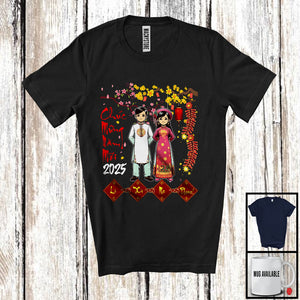 MacnyStore - Chuc Mung Nam Moi; Lovely Vietnamese Lunar New Year 2025 Snake; Ao Dai Costume Family T-Shirt