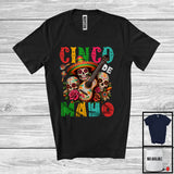 MacnyStore - Cinco De Mayo, Awesome Cinco De Mayo Three Sombrero Sugar Skull, Flowers Mexican Proud T-Shirt