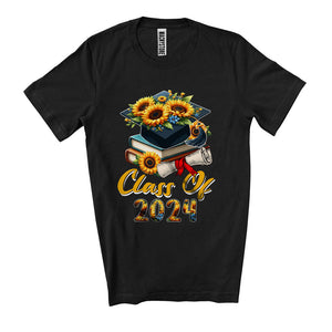 MacnyStore - Class Of 2024, Lovely Back To School Graduation Sunflowers, Matching Student Teacher Lover T-Shirt