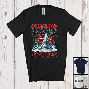 MacnyStore - Climbing With My Gnomies; Fantastic Christmas Red Plaid Couple Gnomes; Family Group T-Shirt