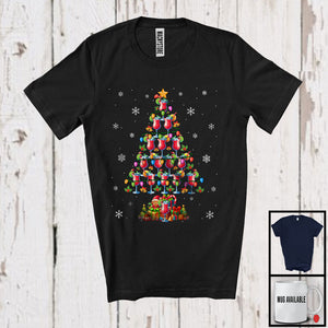 MacnyStore - Cocktail Glasses Christmas Tree Lights; Humorous X-mas Snowing Around; Drinking Drunker T-Shirt