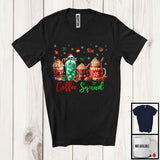 MacnyStore - Coffee Squad; Awesome Christmas Plaid Coffee Lover Snowing Around; X-mas Family Group T-Shirt