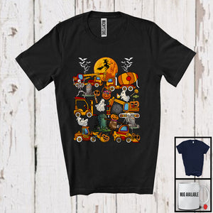 MacnyStore - Construction Vehicle Collection, Awesome Halloween Excavator Crane Truck Pumpkin, Boys Family T-Shirt