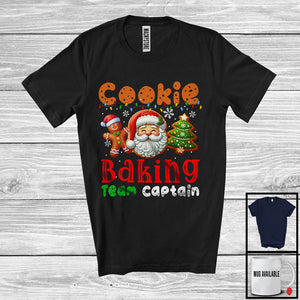 MacnyStore - Cookie Baking Team Captain; Cheerful Christmas Tree Santa Face Gingerbread; Baker Group T-Shirt