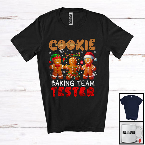 MacnyStore - Cookie Baking Team Tester; Lovely Christmas Three Gingerbread; Baker Baking Family Group T-Shirt