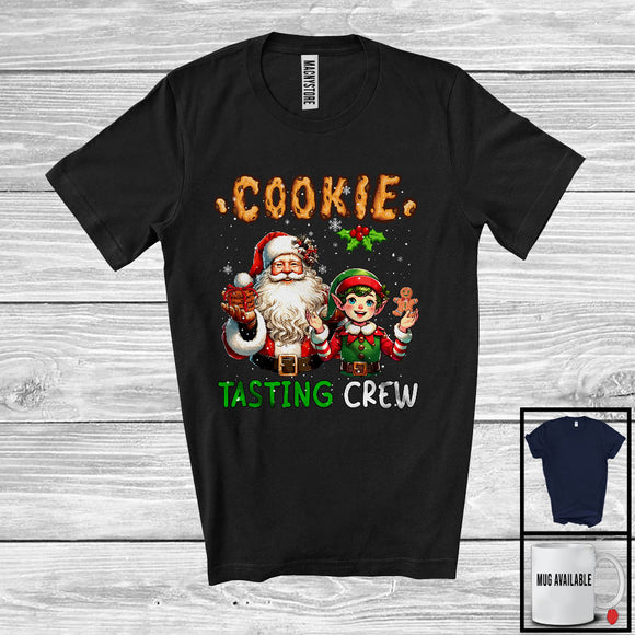 MacnyStore - Cookie Tasting Crew; Cheerful Christmas Santa ELF Snow Around; X-mas Family Group T-Shirt