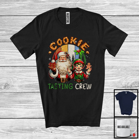 MacnyStore - Cookie Tasting Crew; Cheerful Christmas Santa ELF Snow Around; X-mas Vintage Retro T-Shirt