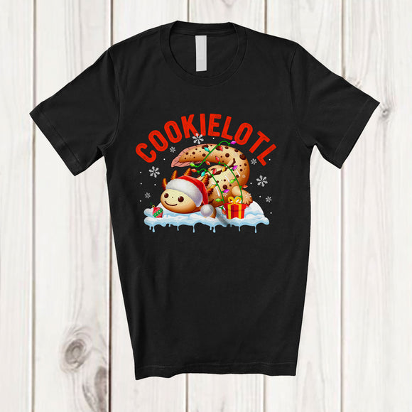 MacnyStore - Cookielotl; Humorous Christmas Lights Cookie Axolotl; Food Lover Baker Baking Family Group T-Shirt