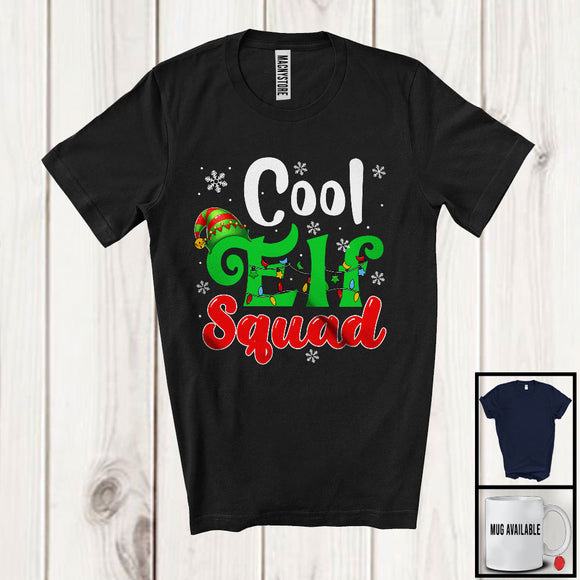 MacnyStore - Cool Elf Squad; Merry Christmas Lights Snowing ELF Lover; X-mas Family Group T-Shirt