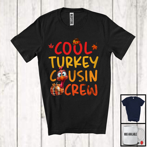 MacnyStore - Cool Turkey Cousin Crew; Awesome Thanksgiving Plaid Pumpkin Turkey; Autumn Family Group T-Shirt