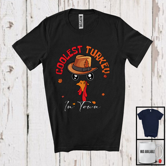 MacnyStore - Coolest Turkey In Town; Lovely Thanksgiving Autumn Leaves Turkey Face; Family Group T-Shirt