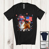 MacnyStore - Corgi With American Flag Fireworks, Awesome 4th Of July Corgi Lover, Patriotic Group T-Shirt